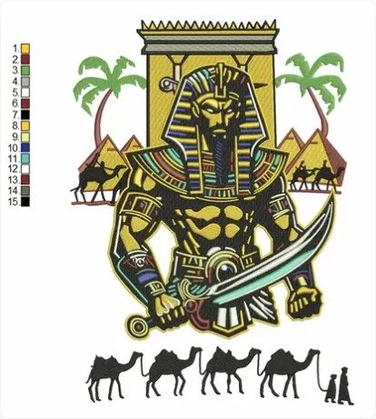 Detailed multicolor artwork prepared for digitizing