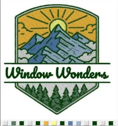 Corporate mountain logo prepared as embroidered artwork